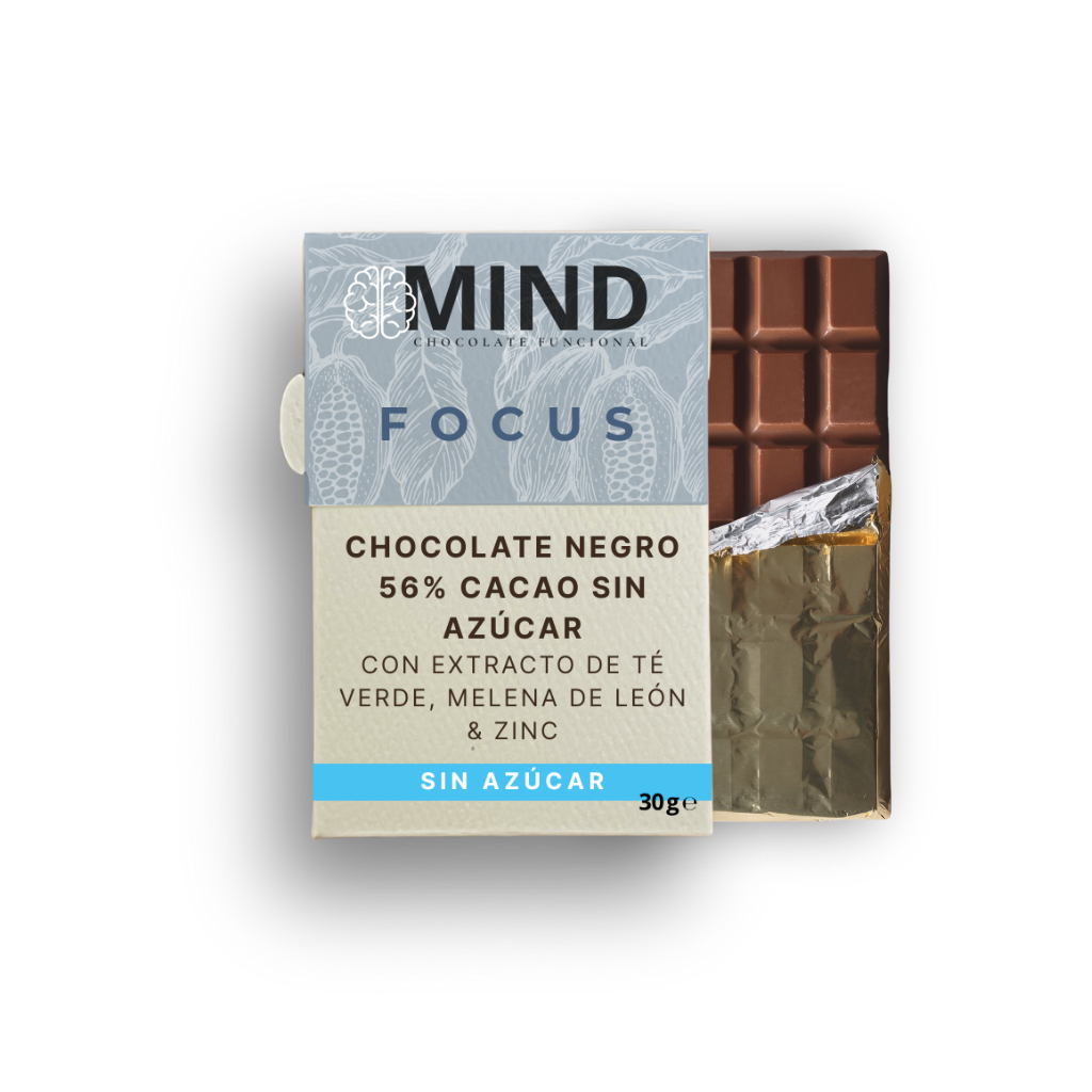 MIND - Chocolate para enfoque mental con té verde, melena de león y zinc (30g)