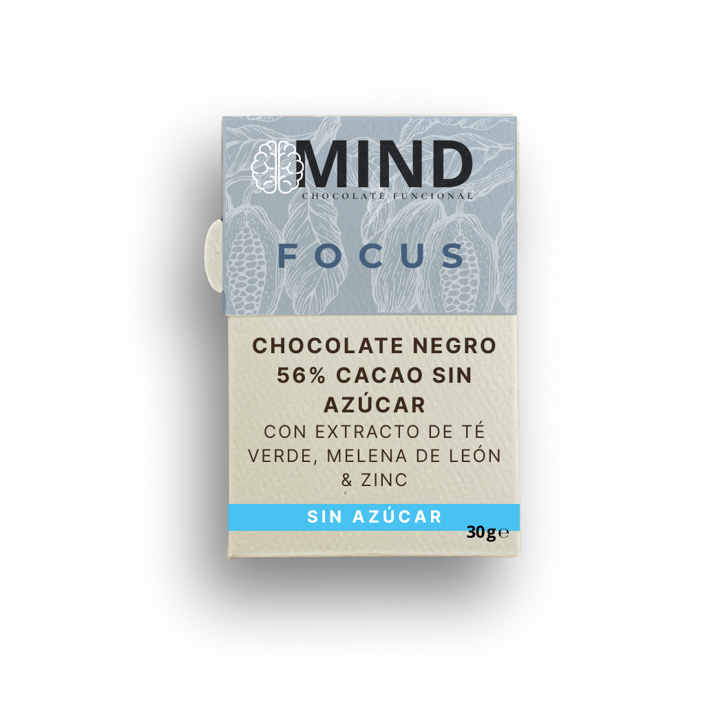 MIND - Chocolate para enfoque mental con té verde, melena de león y zinc (30g)