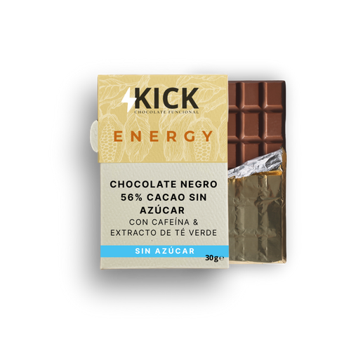 KICK - Chocolate con cafeína y extracto de té verde (l-teanina) (30g)