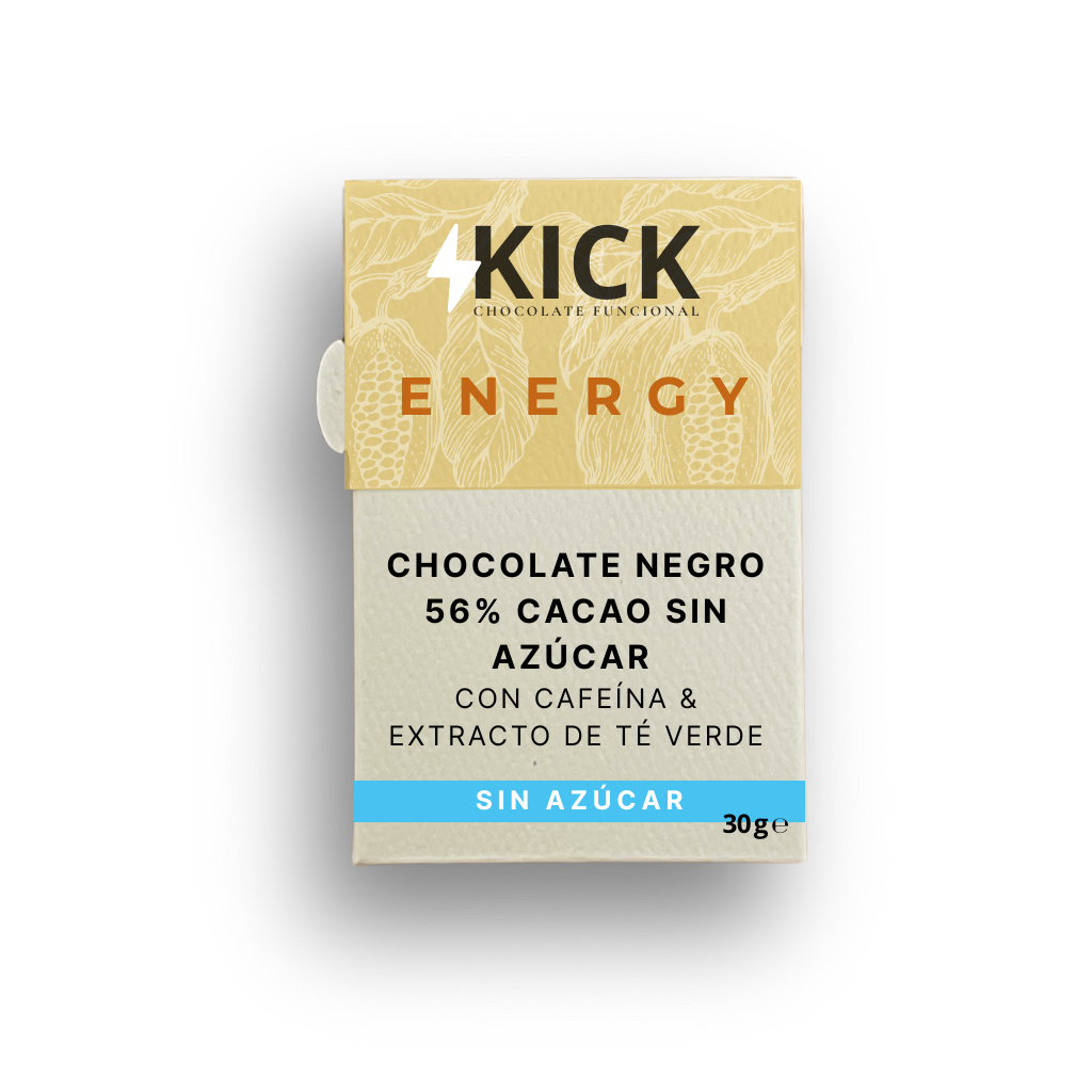 KICK - Chocolate con cafeína y extracto de té verde (l-teanina) (30g)